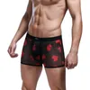 Slip Nouveaux Hommes Coeur Imprimer Culotte Sexy Maille Taille Basse Respirant Sous-Vêtements Doux Confortable Mode Casual Quotidien Mâle Boxer Noir Rouge J230713