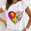 T-Shirt Moda Feminina Top Balão de Verão Iris Japonica Estampado Meninas Casual Solto Manga Curta T-shirt Fundo Branco G220612