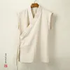 Regatas Masculinas Tradicionais Chinesas Colete Hanfu Masculino Linho Algodão Sem Mangas Top Tang Terno Quimono Cardigan Masculino Camisas de Ponto Aberto 230713