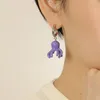 Boucles d'oreilles pendantes S925 aiguille en argent poulpe de dessin animé créatif pour les femmes filles coloré drôle asymétrique à la main