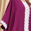 Ethnische Kleidung 2023 Lila Polyester Muslimische Kleider für Frauen Sommer Herbst Langarm Oansatz Abaya Mode Kleid