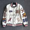 Jackets Men's Spring and Autumn Baseball Uniform Men's Handsome Trendy Leather Jacket Heavy Industry Embroidery White Short Coat Ins Hot J230713