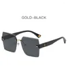 Sunglasses Square Woman Fashion Rimless Gradient Sun Glasses Shades Cutting Lens Ladies Frameless Eyeglasses