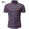 Camisas Casuais Masculinas PRONTO ESTOQUE!!! Camisa masculina verão e outono manga curta estampa floral 8 cores Kemeja Lelaki