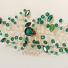 Headpieces Handmade Wedding Green Crystal Hair Combs Accessories Bridal Headpiece Jewelry Rhinestone Insert Comb For Women