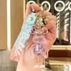 Fashion blogger designer jewelry Creative Oil Floating Violent Bear Sand Bottle Keychain Pendant mobile phone Keychains Lanyards KeyRings wholesale YS45