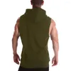 Débardeurs pour hommes gilet de sport sweat à capuche d'entraînement doux coupe 3D absorbant la sueur mode sans manches à capuche
