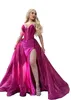 Robes de bal fourreau sexy Fuschia grande taille avec train détachable chérie paillettes haut côté fendu occasions formelles porter des robes de soirée de reconstitution historique d'anniversaire