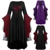 Fashion Witch Cosplay Costume Halloween Plus Size Skull Dress Lace Bat Sleeve Costumes243a
