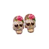 Rose Skull Stud Earring Women Flower Crystal Skeleton Earrings Halloween Jewelry for Gift Party