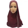 Etniska kläder Muslimsk bomull Hijab Kvinnor Mjuk Scarf Islamisk Lång Sjal Arab Wrap Maxi Halsdukar Turban Huvudduk Strass Heltäcke