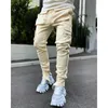 Erkek Pantolon İlkbahar ve Sonbahar 2023 Kargo Markası Moda Elastik Çok Çanta Yansıtıcı Düz ​​Tüp Spor Gündelik