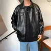 Giacche da uomo Giacca in pelle Uomo Handsome High Street Hip Hop Abbigliamento Baggy Fashion Elegante Casual Ulzzang Teens Dynamic Black Cool Popolare J230713