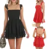 Casual Dresses Zoctoo Elegant Solid Suspender Dress Girl Backless Sexig vit snörning lapptäcke kjol av high-end nattfest