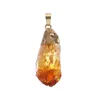 Pendant Necklaces Natural Clear Crystal Gold Plating Irregular White Orange Quartz Pendants Jewelry Making Stone Pendulum