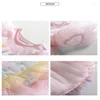 Girl Dresses Bubble Sleeve Colorful Dress Super Fairy Peng Gauze Performance Skirt For Childern Girls Clothing 3 To 8 Years Old Summer