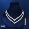 Halskette Ohrringe Set 1680 Neueste Luxus Braut Trendy Edle Micro Pave Zirkonia Dubai Hochzeit Schmuck Für Frauen