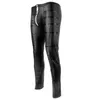 Pantaloni da uomo Uomini sexy Ecopelle con apertura sul cavallo Lattice erotico PVC Nightclub Zipper Pole Dance Pantaloni Gothic Punk Fetish Club Wear