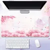 Alfombrilla de ratón rosa con diseño de flores de cerezo para mesa de ordenador de casa, alfombrilla grande para ratón de Pc, alfombrilla artística para teclado Sakura, alfombrilla para escritorio, accesorios de oficina