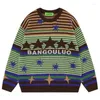 Men's Sweaters Autumn Men Striped Knitted Jumper Hip Hop Star Graphic Knitwear Streetwear Harajuku Fashion Casual Pullovers Clothing