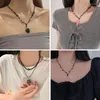 Pendant Necklaces 3 PCS Aesthetic Stone Necklace Set Heart Choker Adjustable Double Layered Sweater Chain For Women And Girls