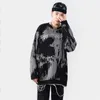 Suéteres para hombre, Jersey de punto de Hip Hop para hombre, ropa informal con estampado de letras bordadas, jerséis holgados informales Hipster de otoño Harajuku, ropa