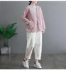 Trenchs pour femmes Veste en coton à pince à col en V Veste femme automne / hiver empilée dans une veste en coton matelassée. Manteau basique rose