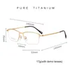 Sonnenbrillenrahmen aus reinem Titan für Herren, Business-Brillenrahmen, optisch verschreibungspflichtig, einfach, halbtragend, leicht, flexibel