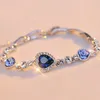 Lien Bracelets Mode Coeur De L'océan Mer Cristal Classique Bleu Strass Charmes Bracelets Bracelet Femmes Bijoux Cadeaux