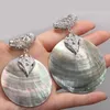 Pendant Necklaces Natural Shells Hollow Flower Round Pattern Mother Of Pearl Shell Charms For DIY Jewelry Making Necklace