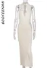 Urban Sexy Jurken BOOFEENAA Vakantie Zomer Dres 2023 Elegante Gebreide Vestido Side Cut Out Ruglooze Halte Lange Maxi C82EZ28 230712