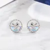 Pendientes de tuerca con aguja de plata 925, ballena de cristal colorida para mujer, regalos elegantes, joyería, Pendientes Brincos EH2073