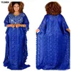Süper Boyut Kadınlar İçin Afrika Elbiseleri Dashiki Boubou Moda Su Çözünür Dantel Gevşek Etek Boncuklu Nakış Uzun Afrika Elbisesi168h