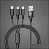 Cell Phone Cables 1.2M 3 In 1 Charging S For Huawei Lg Note20 S20 Micro Usb Type C With Metal Head Plug Opp Bag Drop Delivery Phones Dhvct