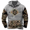 Sweats à capuche pour hommes Vintage ethnique imprimé hiver décontracté sweat à capuche mode Western Cowboy surdimensionné hommes Streetwear à capuche