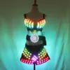 Autres fournitures de fête d'événement Full Color Led Luminous Light Party Jupe Sexy Girl Led Light Up Costumes avec ceinture Led Ballroom Dance Outfit DJ DS Bra Suit 230712