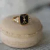 Оригинальный новый Black Agate Pearl Открытие регулируемое кольцо национальное стиль Retro Compact Charm Ladies Brand Silver Jewelry