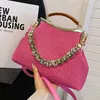 Evening Bags Designer Shell Clip Weave Wallet Chain Shoulder Bag Luxury Clutch Party Pink Handbag and Purse Chic Hobo 230713