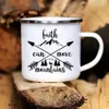 Mugs Faith Can Move Mountains Print Coffee Mugs Camping Emalj Mug Adventure Campfire Party Beer Cup Mountain Handle Cups Gift Camper R230713