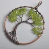 Pendant Necklaces Natural Lucky Handmade Tree Of Life Peridot Olivine Bronze Copper Wire Wrap GEM Jewelry S1285