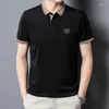 Hommes chemises décontractées été hommes Polo mode affaires revers bouton luxe broderie à manches courtes t-shirts hauts