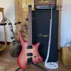 Nieuwe Collectie Satin Red Burst Headless Elektrische Gitaar Ash Body Geroosterde Maple Hals 2.9 Jumbo Rvs Schuine Frets