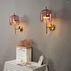 Wall Lamps Creative Pink Glass Girl Bedroom Bedside Cute Decoration Lights Fixtures Aisle Dining Room Bar Led Sconce