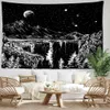 Tapestries Black Starry Sky Tapestry Wall Hanging Sun and Moon Witchcraft Psychedelic Art Mountain Hippie Aesthetic Room Decor R230713