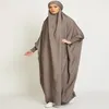 Этническая одежда мусульманские женщины джилбаб из цельного молитвенного платья с капюшоном с капюшоном абайя Исламский дубайский саудовский черный халат турецкий мод282T
