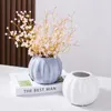 Vases White Ceramic Pumpkin Vase Artificial Flower Fake Acrylic Handmade Pot With Insert