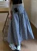 Gonne Qiukichonson Plaid Mid Long Skirt Womens Maxi Primavera Estate 2023 Stile coreano Vintage Vita alta Ladies Pieghettato Rok
