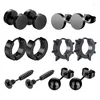 Stud Earrings 6 Pairs Black Unisex Set Stainless Steel Piercing Hoop For Men Women Gothic Street Hip Hop Circle Earring