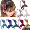 Fasce per capelli fatte a mano con paillettes arcobaleno Fascia per sirena Accessori per capelli per neonate Fasce per capelli per bambini Forniture per copricapo per feste 8 Colo Dhpad