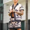 Men's Tracksuits Summer 2 Piece Set Hawaiianss Matching Beach Tree Floral Print Button Down Shirts Outfits